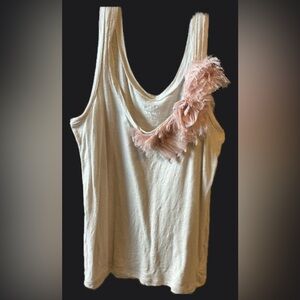 Old Navy Cream Asymmetrical Ruffled Tank Top